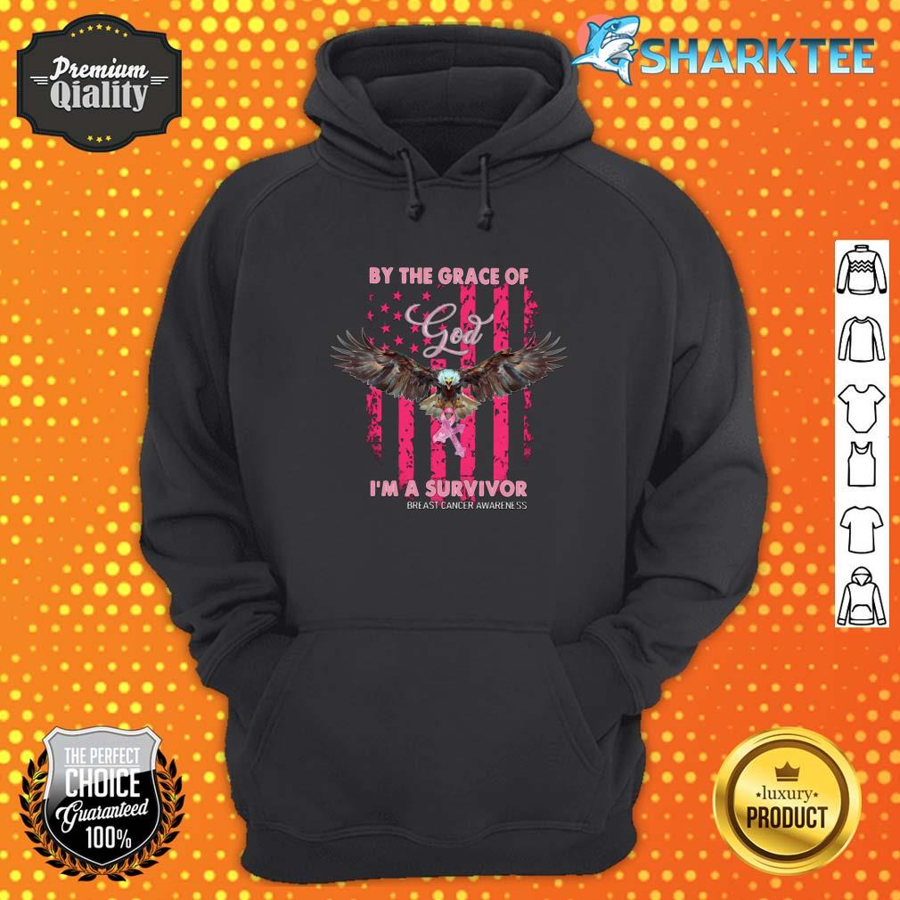 Flying Bald Eagle By The Grace Of God I'm A Survivor Breast Cancer Awareness Classic Hoodie
