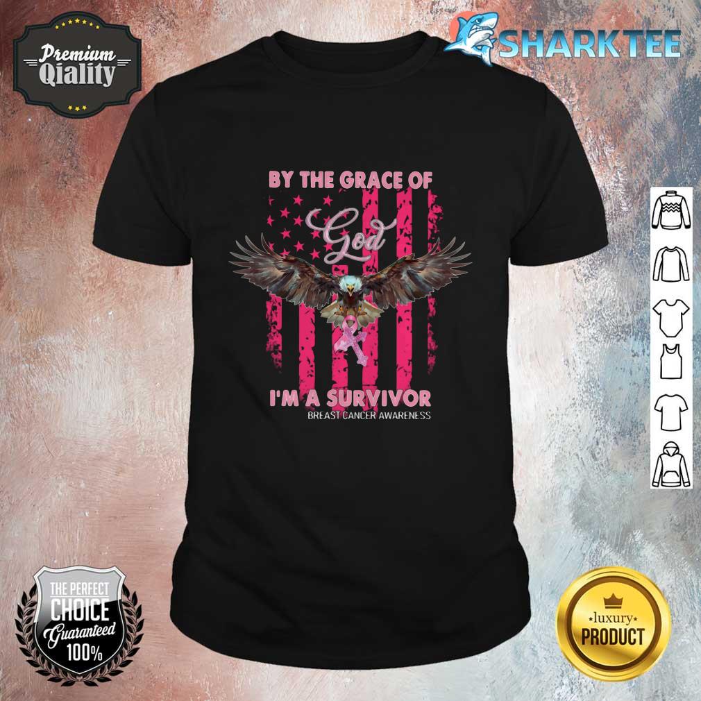 Flying Bald Eagle By The Grace Of God I'm A Survivor Breast Cancer Awareness Classic Shirt