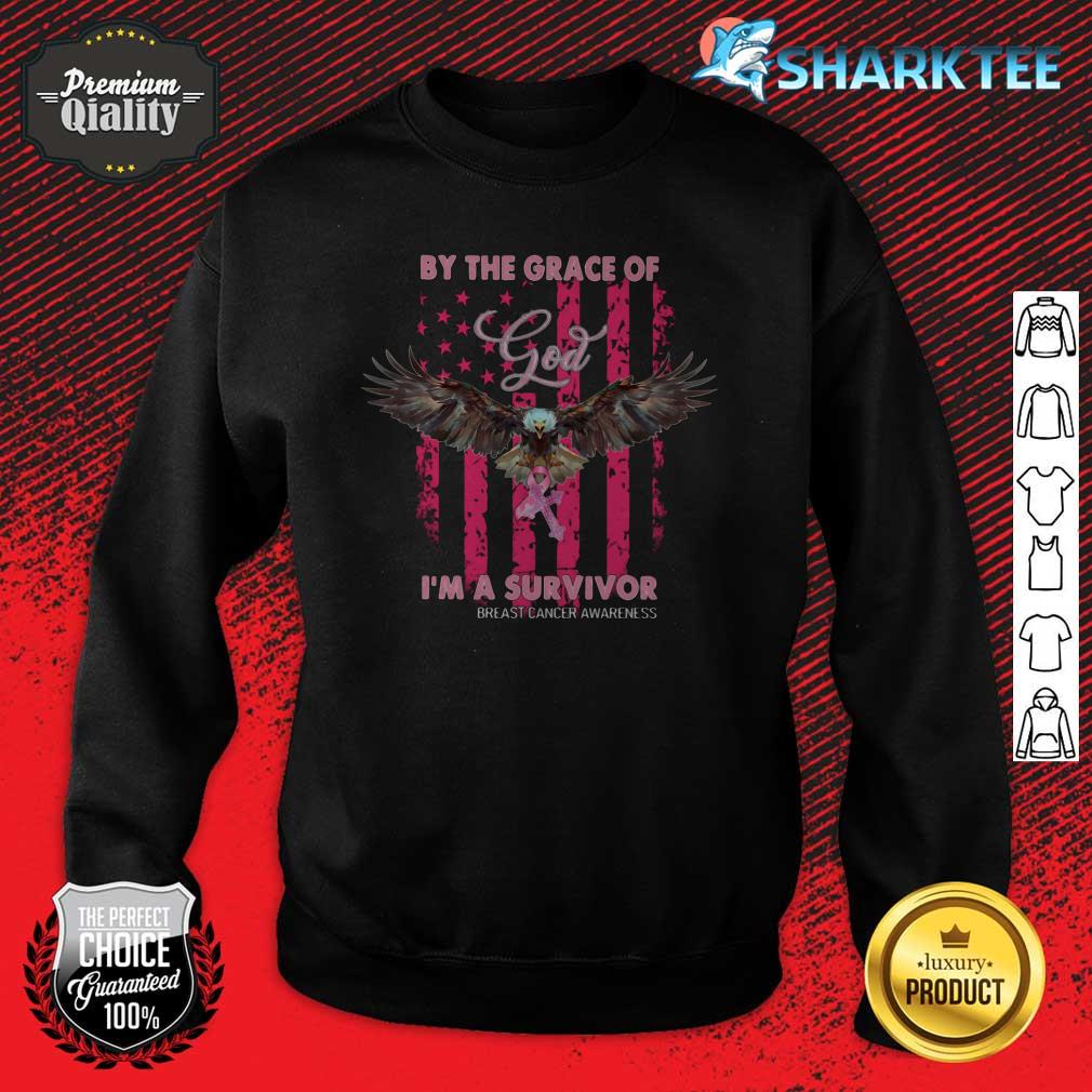Flying Bald Eagle By The Grace Of God I'm A Survivor Breast Cancer Awareness Classic Sweatshirt