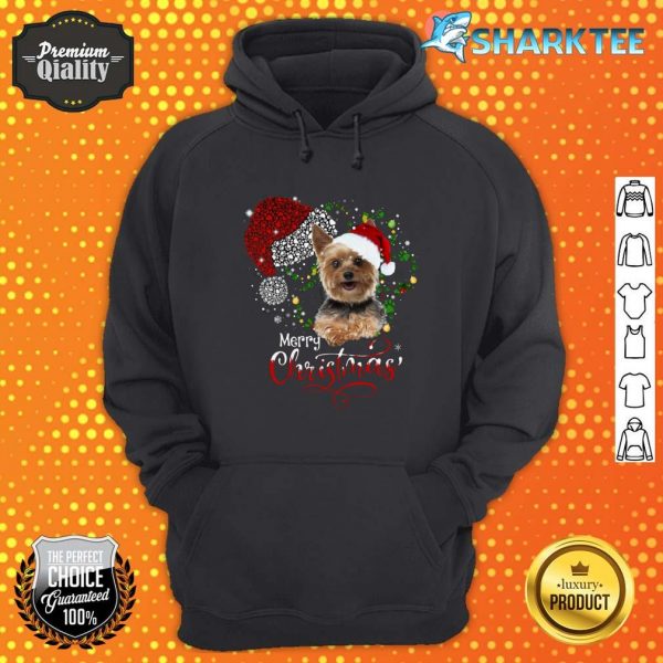 Yorkshire Terrier Merry Christmas Paws Santa Hat For Yorkshire Terrier Lover Crewneck Hoodie