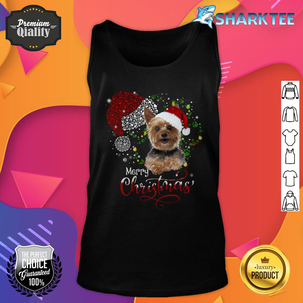 Yorkshire Terrier Merry Christmas Paws Santa Hat For Yorkshire Terrier Lover Crewneck Tank-top