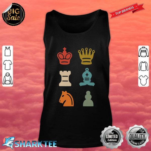 Retro Chess Pieces Checkmate King Queen tank top