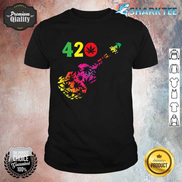 420 Acoustic Guitar Pot Leaf Pattern Mar Classic Shirt
