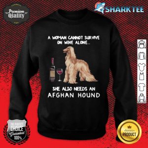 Afghan Hound and Wine Funny Dog Fitted Sweatshirt