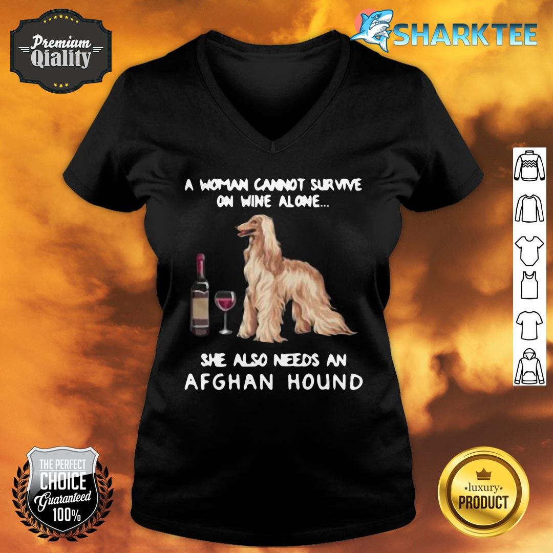 Afghan Hound and Wine Funny Dog Fitted V-neck