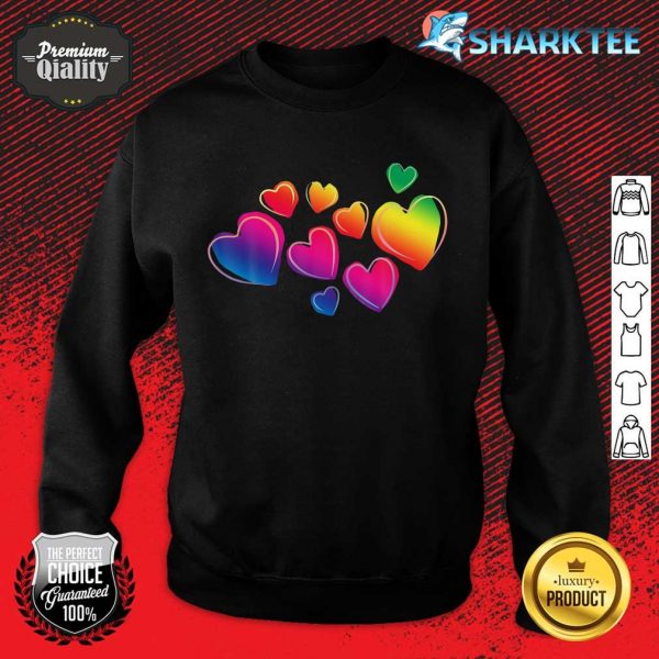 Beautiful Pride Floating Rainbow Hearts LGBTQ Classic Sweatshirt