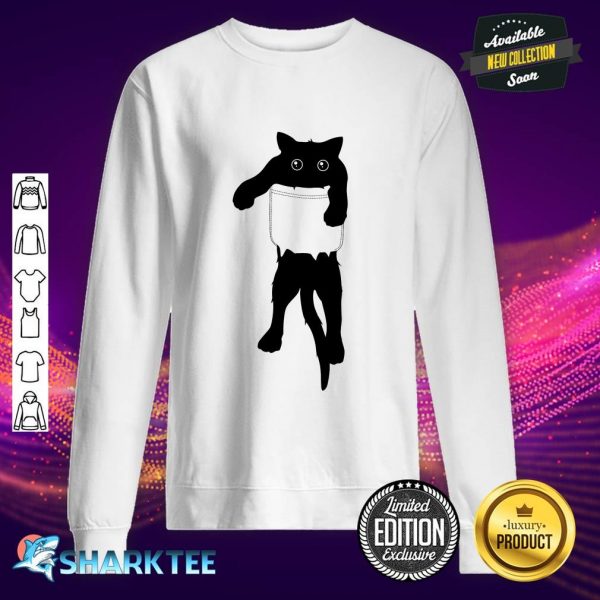 Hang loose black cat pocket art Classic Sweatshirt