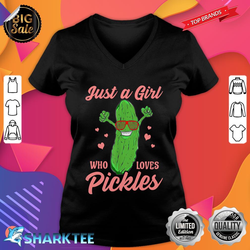 Just A Girl Who Loves Pickles Gift Pickle Food Costume Party V-neck