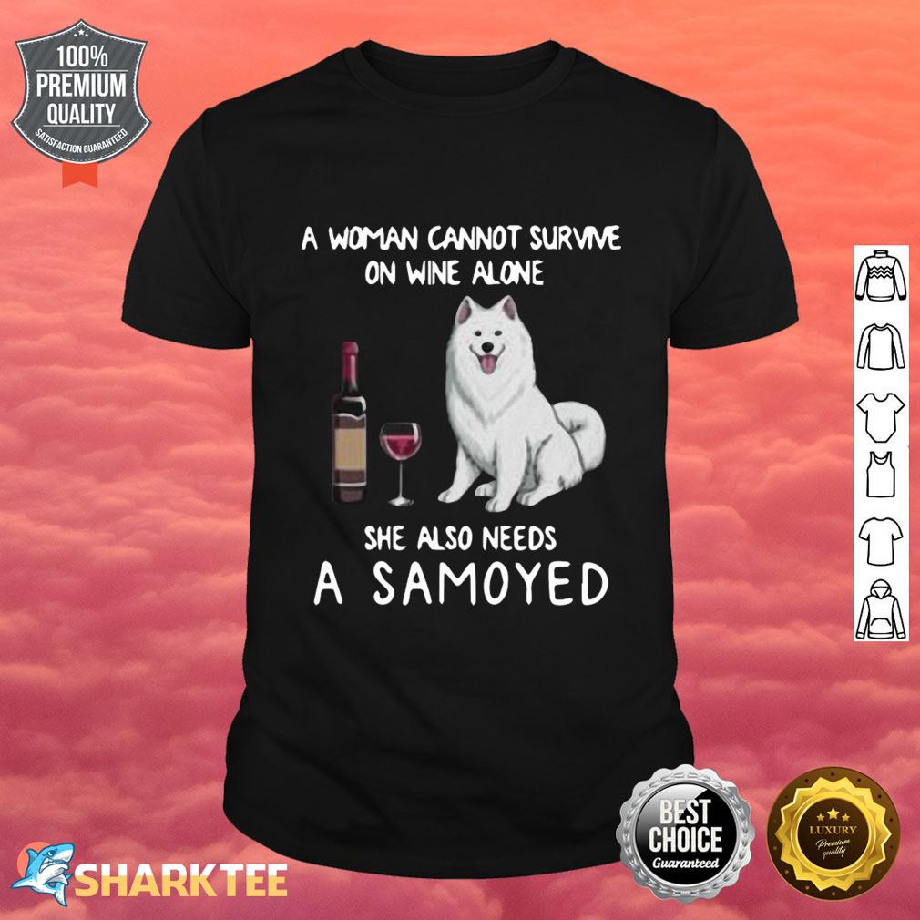 Samoyed and Wine Funny Dog Fitted Shirt