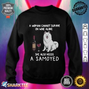 Samoyed and Wine Funny Dog Fitted Sweatshirt