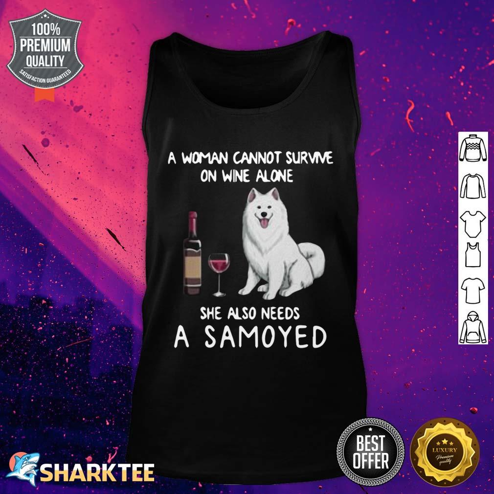 Samoyed and Wine Funny Dog Fitted Tank Top