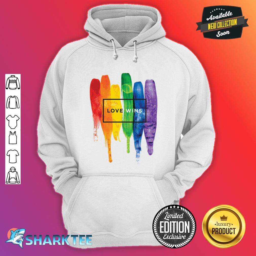 Watercolor LGBT Love Wins Rainbow Paint Typographic Essential Hoodie