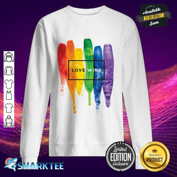 Watercolor LGBT Love Wins Rainbow Paint Typographic Essential Sweatshirt