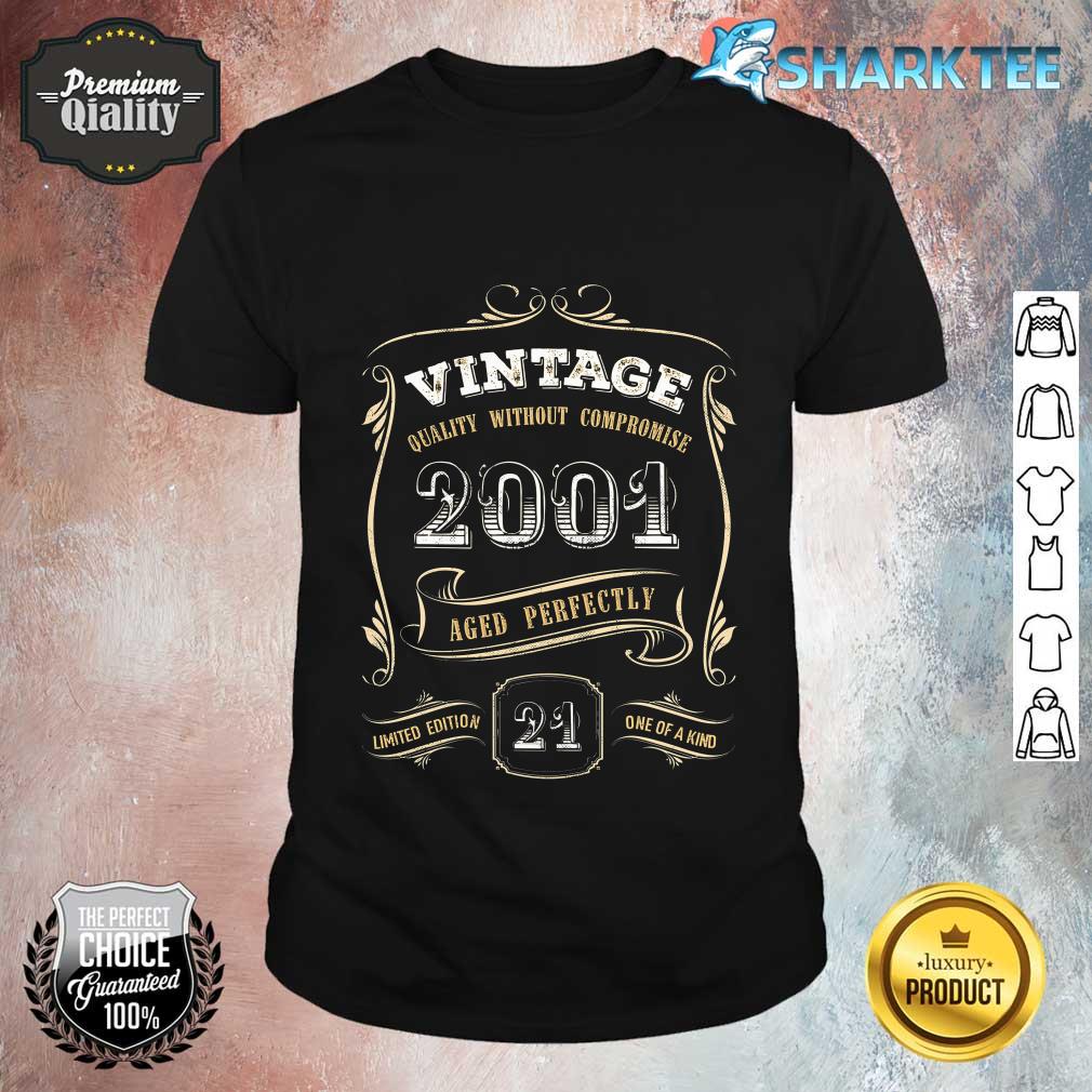 21st Birthday Gift Gold Vintage 2001 Aged Perfectly Shirt