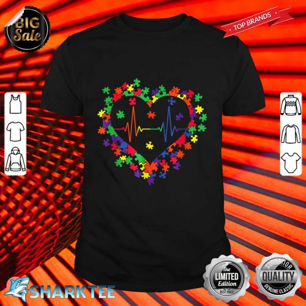 Autism Awareness Day Autism Colorful Puzzle Heartbeat gifts T-Shirt