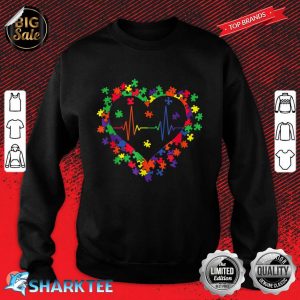 Autism Awareness Day Autism Colorful Puzzle Heartbeat gifts Sweatshirt