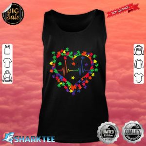 Autism Awareness Day Autism Colorful Puzzle Heartbeat gifts Tank Top