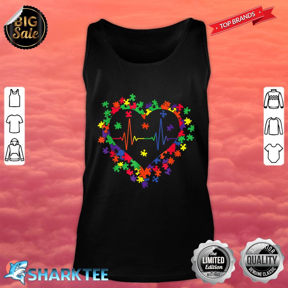 Autism Awareness Day Autism Colorful Puzzle Heartbeat gifts Tank Top
