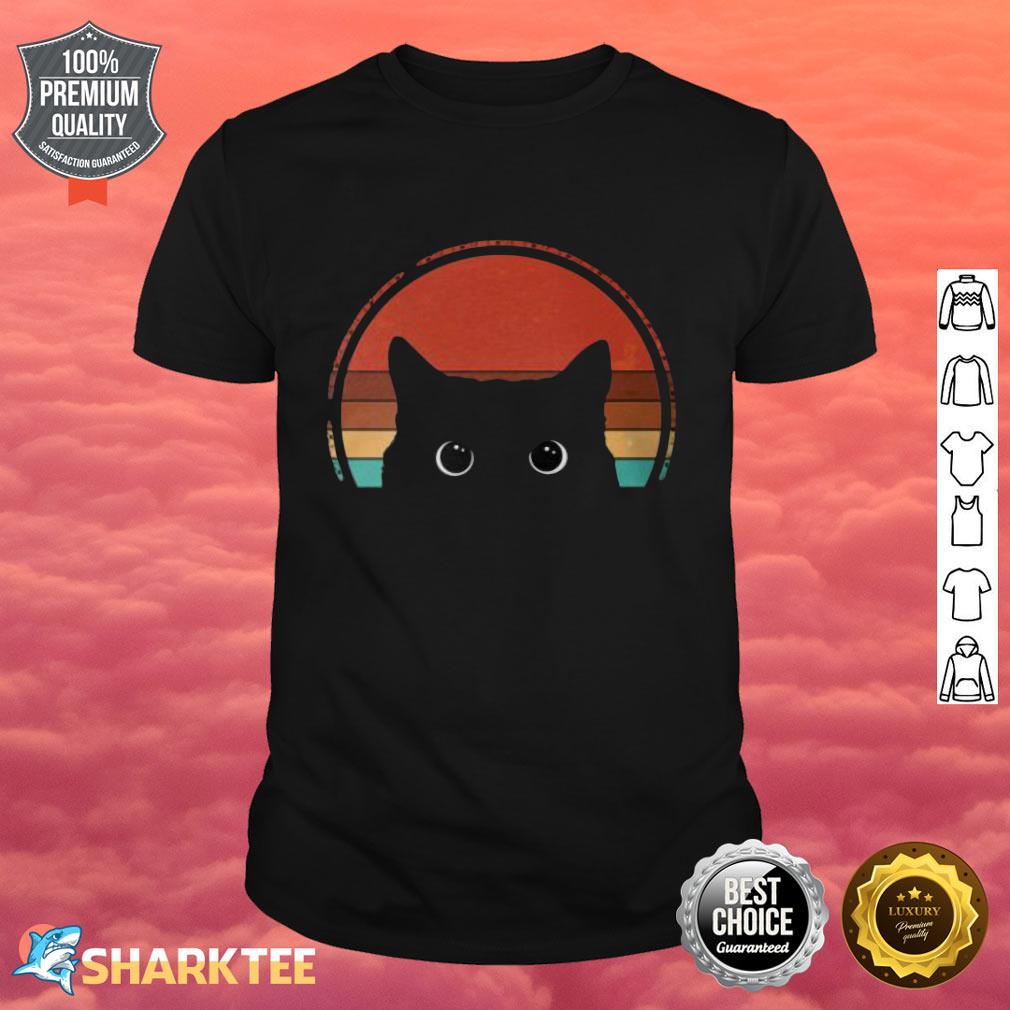 Black Cat Peeking Sunset Vintage Shirt