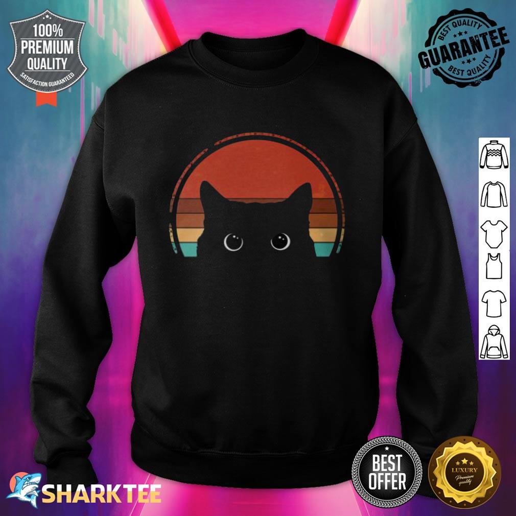 Black Cat Peeking Sunset Vintage Sweatshirt