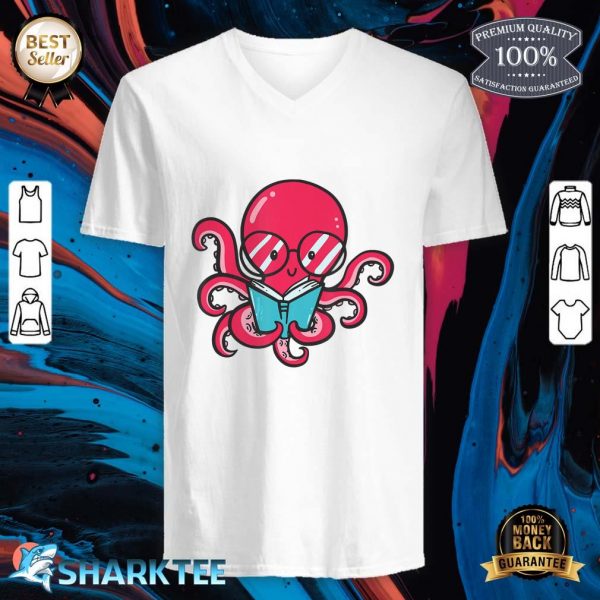 Book Reading Octopus for Bookworms V-neck