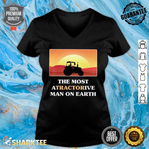 Funny Farmer Farming Farm Tractor Man Of Earth v-neck