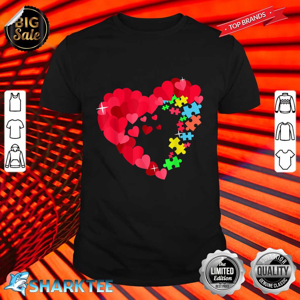 Love Ribbon Heart Puzzle Autism Awareness Special Education T-Shirt