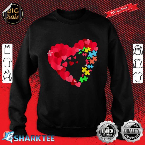 Love Ribbon Heart Puzzle Autism Awareness Special Education Sweatshirt