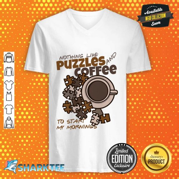 Nothing Like Puzzles And Coffee, Puzzle Lover Premium V-neck