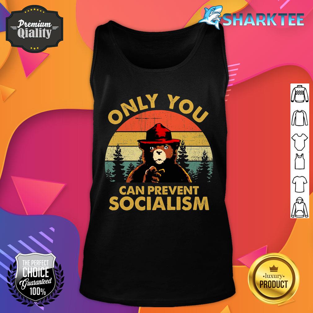 Only You Can Prevent Socialism Bear Wearing Hat MAGA Smokey Tank Top