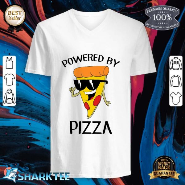 Powered By Pizza Funny Pizza Lover V-neck
