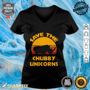 Save The Chubby Unicorns Retro Vintage v-neck