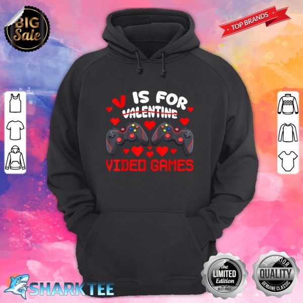 V is for Video Games Valentines Day Gamer Men Teen Boys Gift Hoodie