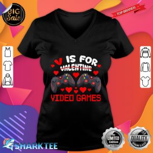 V is for Video Games Valentines Day Gamer Men Teen Boys Gift V-neck