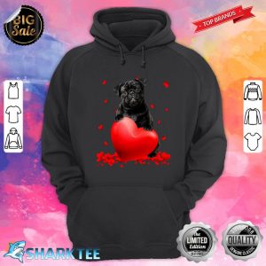 Valentine Hearts Black Pug Classic Hoodie