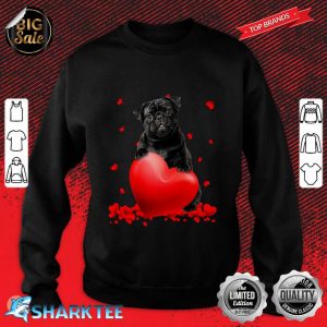 Valentine Hearts Black Pug Classic Sweatshirt
