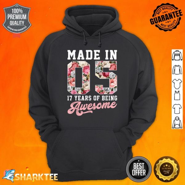 17 Year Old Girls Teens Gift For 17th Birthday Born In 2005 Hoodie