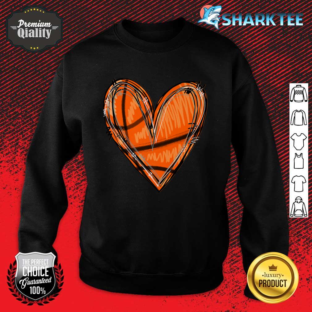 Basketball Heart Basketball Game Day Vibes Basketball Mom Premium Sweatshirt