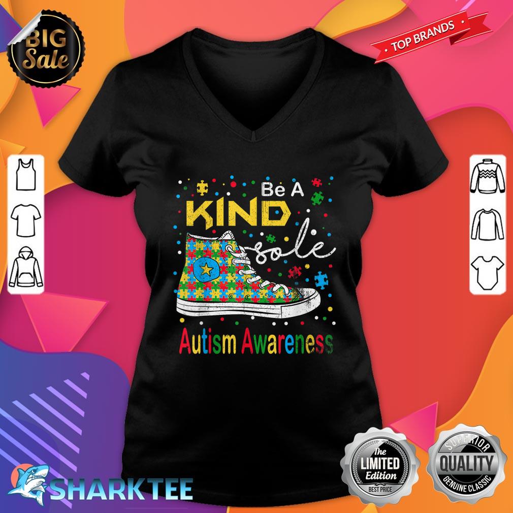 Be A Kind Sole Be Kind Puzzle Shoes Autism Awareness Month V-neck