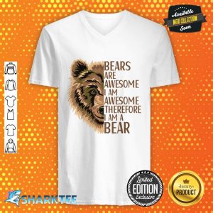 Bear Apparel Grizzly Wildlife Animal for Men Women Kids V-neck