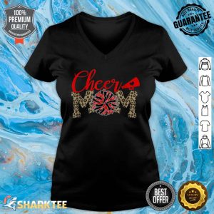 Cheer Mom Biggest Fan Leopard Print Black & Red V-neck