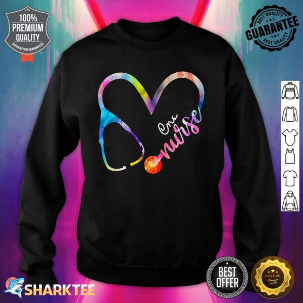 CNS Nurse Watercol Love Heart Stethoscope RN Nurse Mom Women Premium Sweatshirt