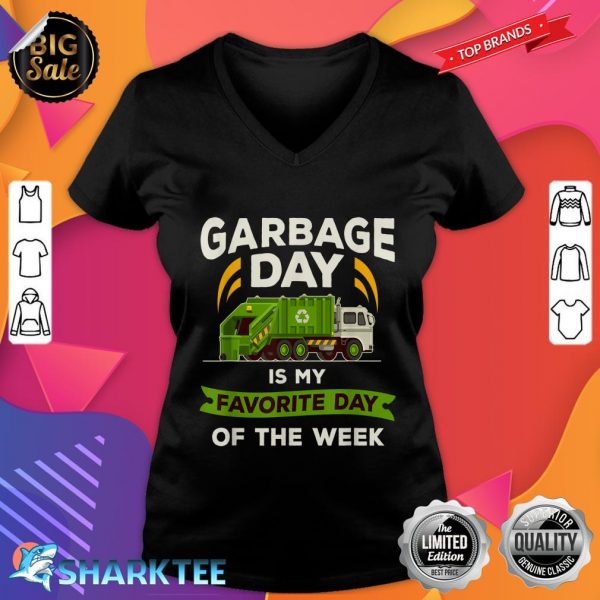 Garbage Day T Shirt Kids City Garbage Truck V-neck