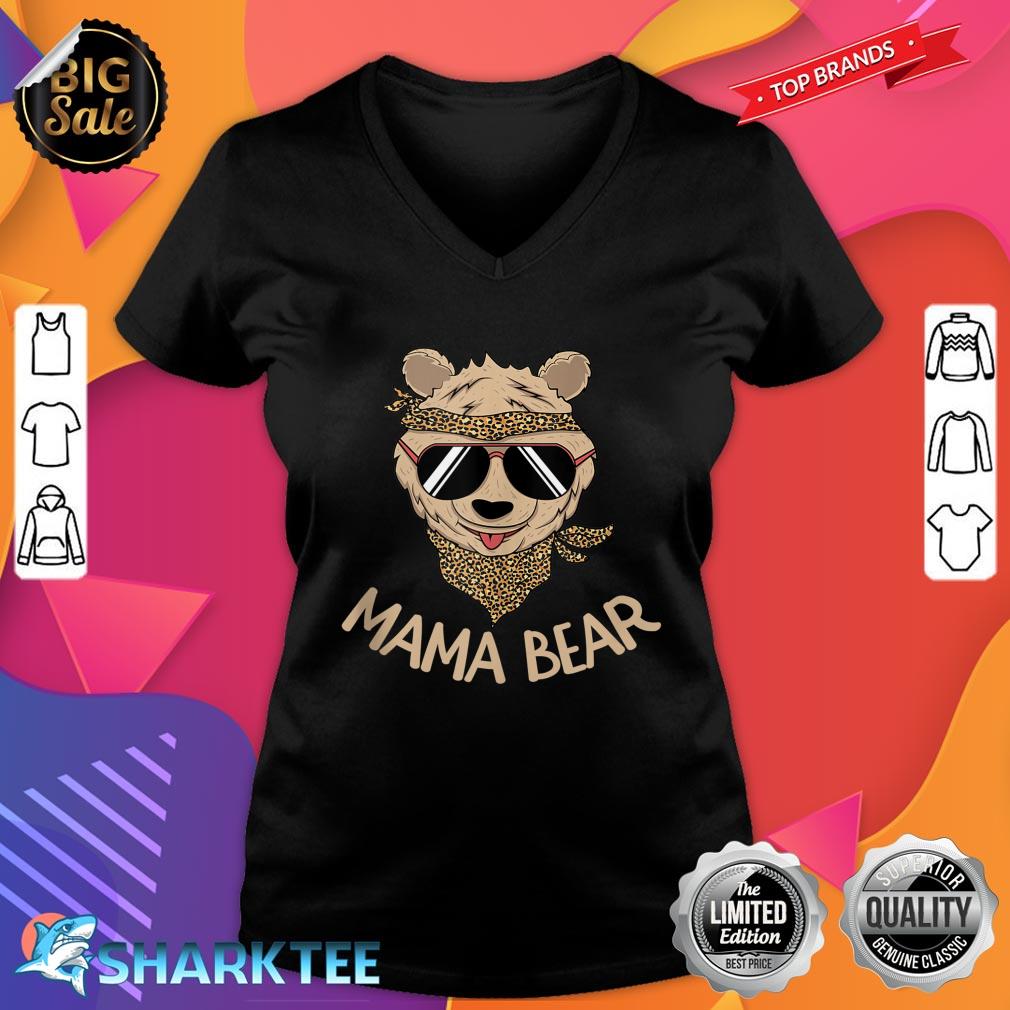Mama Bear Mothers Day Mommy Infant Cub Leopard Bandana Mom V-neck