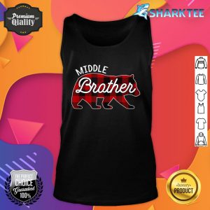 Middle Brother Bear Red Buffalo Plaid Matching Family Tank Top