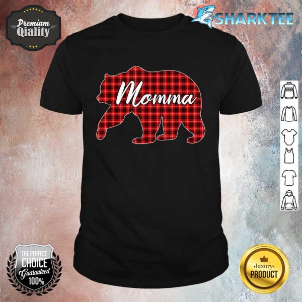 Red Plaid Momma Bear Matching Pajama Family Buffalo Shirt