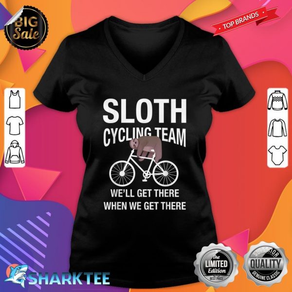 Sloth Cycling Team Lazy Sloth Sleeping On Bicycle V-neck