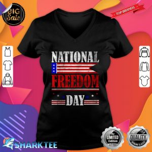 USA National Freedom Day American Flag V-neck