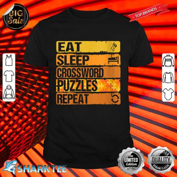 Womens Eat Sleep Crossword Puzzles Repeat Cool Puzzles Design Retro Shirt
