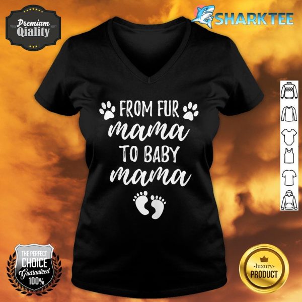 Womens From Fur Mama To Baby Mama Pregnancy Announcement V-neck